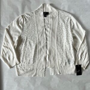 Ronni Nicole White Sequin Detail Cardigan